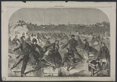 Skridskoåkning på damernas skridskodamm i Central Park, New York av Winslow Homer