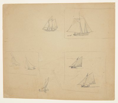 Skisser av segelbåt av Winslow Homer