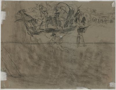 幌馬車隊を巻き込んだ小競り合い [verso]swedish av Winslow Homer