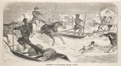 Slädåkning på Haymarket Square i Boston av Winslow Homer