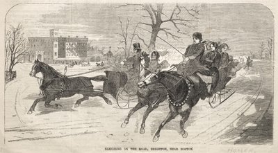 Slädåkning på vägen, Brighton, nära Boston av Winslow Homer