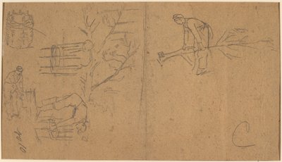 Soldater som fäller plantor och väver plantor i korgar [verso] av Winslow Homer