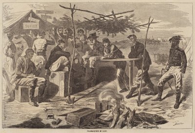 Thanksgiving in Camp, publicerad 1862. av Winslow Homer