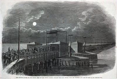 Förtruppen till USA:s stora armé korsar Long Bridge över Potomac kl. 02.00 den 24 maj 1861, från Harper