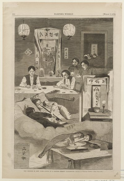 Kineserna i New York - scen i ett klubbhus på Baxter Street av Winslow Homer