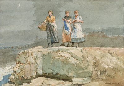 Klipporna, 1883 (wc på papper) av Winslow Homer