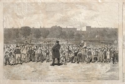 Den fjärde juli på Tompkins Square, New York - The Sogers Are Coming, 1868. av Winslow Homer