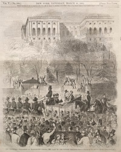 Invigningsprocessionen i Washington passerar porten till huvudstadsområdet, 1861. av Winslow Homer