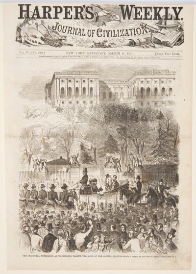 Invigningsprocessionen i Washington passerar porten till Capitol Grounds, från Harper