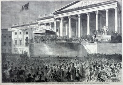 Invigningen av Abraham Lincoln som president, från Harper