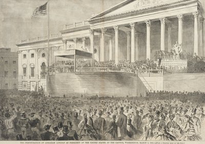 Abraham Lincolns installation som USA:s president vid Kapitolium i Washington, 4 mars 1861 av Winslow Homer