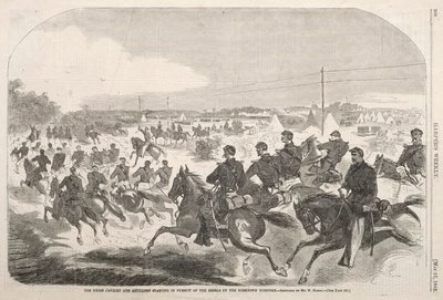 Unionens kavalleri och artilleri inleder jakten på rebellerna längs Yorktown Turnpike av Winslow Homer