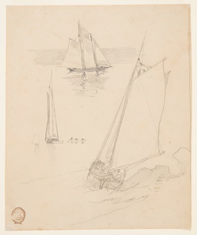 Tre skisser av Schooners av Winslow Homer