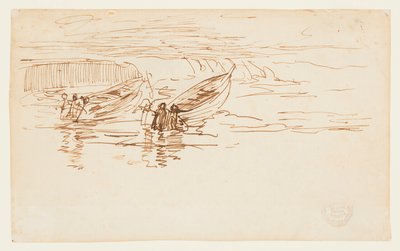 Två Dories lanseras, England av Winslow Homer