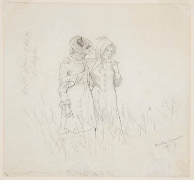 Två flickor på ett fält av Winslow Homer
