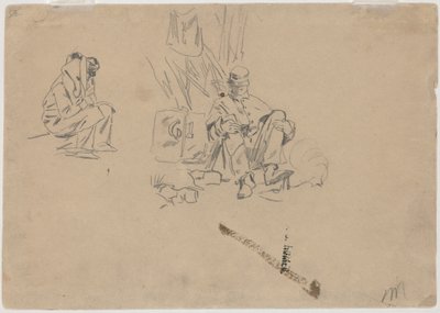 Två soldater vilar [verso] av Winslow Homer