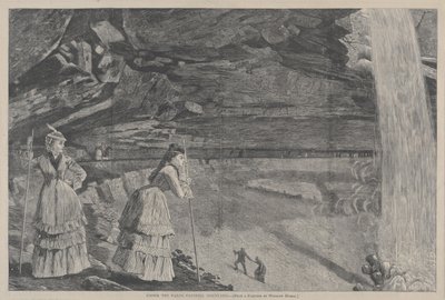Under the Falls, Catskill Mountains från en målning av Winslow Homer, 1872. av Winslow Homer