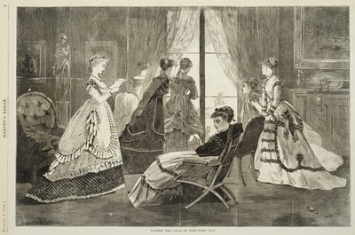 Väntar på samtal på nyårsdagen den 2 januari 1869 (trägravyr) av Winslow Homer