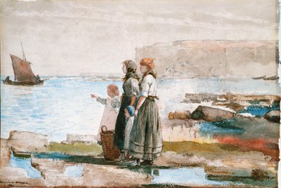 I väntan på fiskeflottornas återkomst, 1881 av Winslow Homer