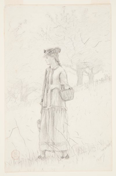 Ung kvinna som bär en korg av Winslow Homer