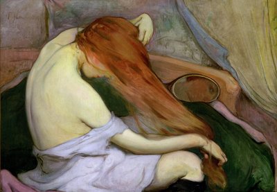 Kvinna som kammar sitt hår, 1897 av Wladislaw Slewinski