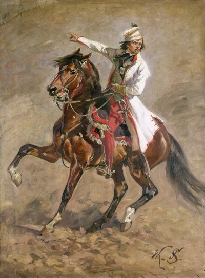 General Tadeusz Kosciuszko (1746-1817) till häst, skiss för 