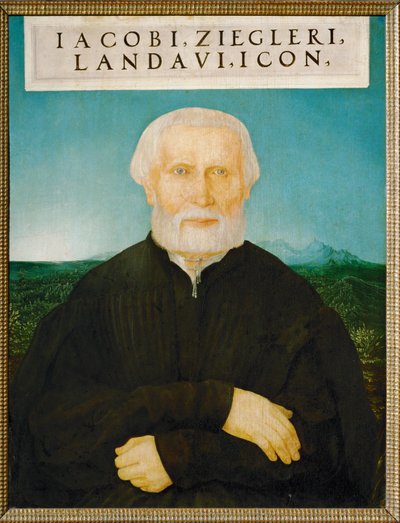 Humanisten Jakob Ziegler (målning på lindved) av Wolf Huber