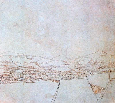 Utsikt över Urfahr, c1510-1553 av Wolf Huber