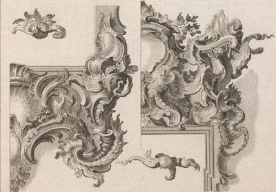 Förslag till dekoration av nedre högra och övre högra delen av en altarram..., tryckt ca. 1750-56. av Wolffgang Christoph Mayr
