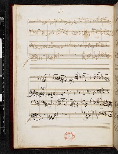 Adagio och fuga i c-moll, K. 546, Add. 28996, f.3v av Wolfgang Amadeus Mozart