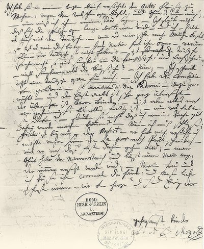 Handskrivet brev från Wolfgang Amadeus Mozart av Wolfgang Amadeus Mozart