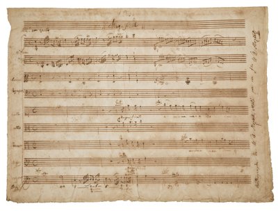 Magnificat, K. 321a. Manuskript, partitur för solister och kör, orgel och orkester, c.1779 av Wolfgang Amadeus Mozart