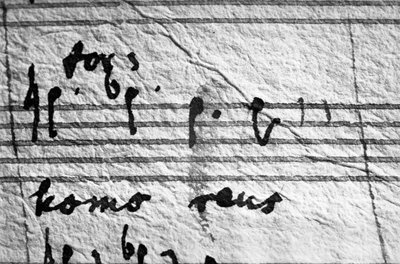 Partitur till Mozarts Requiem, de sista noterna han skrev ... av Wolfgang Amadeus Mozart