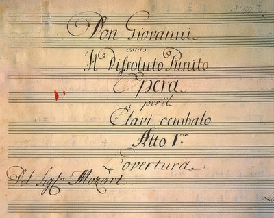 Titelsida till operan Don Giovanni. Första föreställningen 1787 av Wolfgang Amadeus Mozart