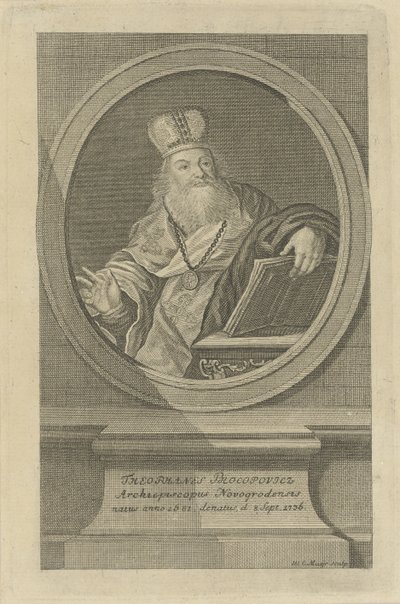 Porträtt av poeten Theofan Prokopovich 1681-1736, ca 1760. av Wolfgang Christoph Mayr