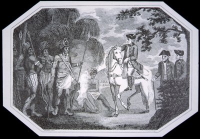 General Burgoyne and the Indians 1777, graverad av J. Taylor, från 