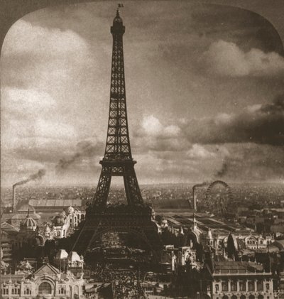 Eiffeltornet, 300 meter högt, tvärs över Seine från Trocadero, Paris, Frankrike, 1901. av Works and Sun Sculpture Studios