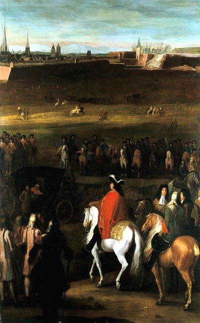 De stora slagen av Ludvig XIV: Reduktion av citadellet i Cambrai, 1677. av Workshop of Adam Frans van der Meulen