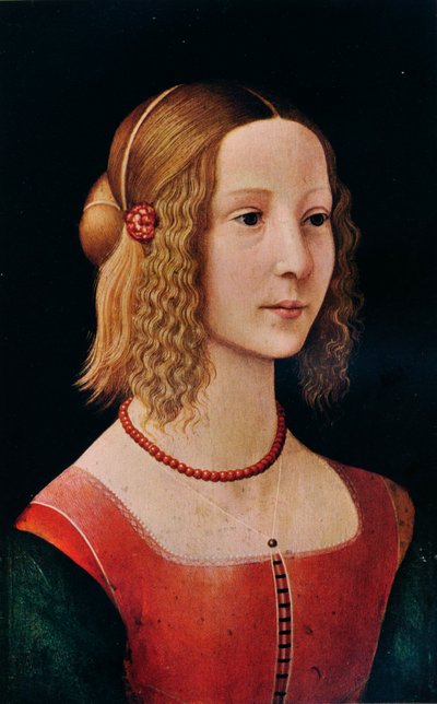 Porträtt av en flicka, 1490 1930 av Workshop of Domenico Ghirlandaio