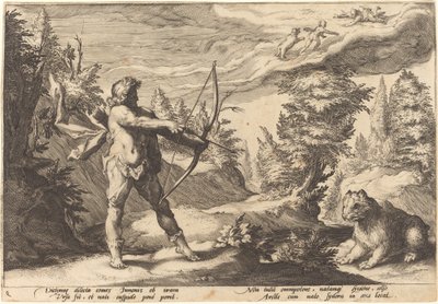 Arcas förbereder sig för att döda sin mor av Workshop of Hendrick Goltzius, after Hendrick Goltzius