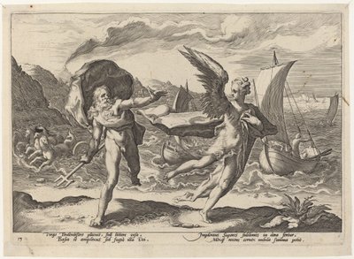 Coronis förvandlades till en kråka av Workshop of Hendrick Goltzius, after Hendrick Goltzius