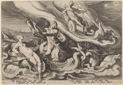 Juno klagar till Oceanus och Tethys om Callisto av Workshop of Hendrick Goltzius, after Hendrick Goltzius