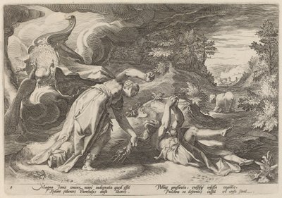 Juno gör Callisto till en björn av Workshop of Hendrick Goltzius, after Hendrick Goltzius