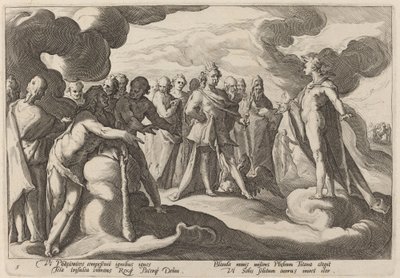 Jupiter och gudarna ber Helios att återuppta kontrollen över vagnen av Workshop of Hendrick Goltzius, after Hendrick Goltzius