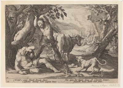 Landskap med Merkurius som höjer sitt svärd för att döda en sovande Argus av Workshop of Hendrick Goltzius, after Hendrick Goltzius