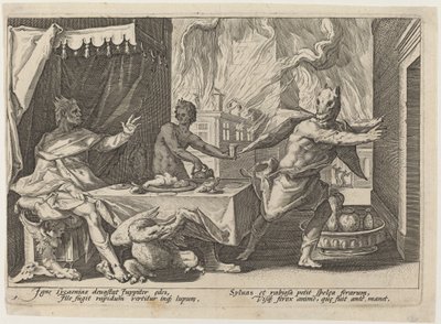 Lycaon förvandlades till en varg av Workshop of Hendrick Goltzius, after Hendrick Goltzius
