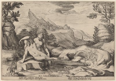 Salmacis och Hermafroditus av Workshop of Hendrick Goltzius, after Hendrick Goltzius