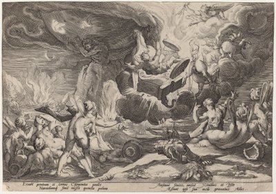 Phaetons fall av Workshop of Hendrick Goltzius, after Hendrick Goltzius