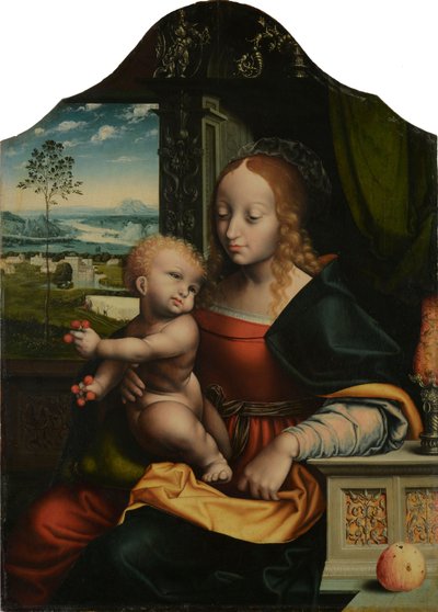 Madoona med barn av Workshop of Joos van Cleve