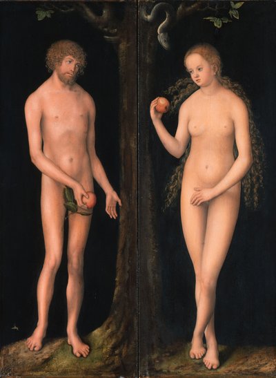 Tyska: Adam und Eva Adam och Eva av workshop of Lucas Cranach the Elder